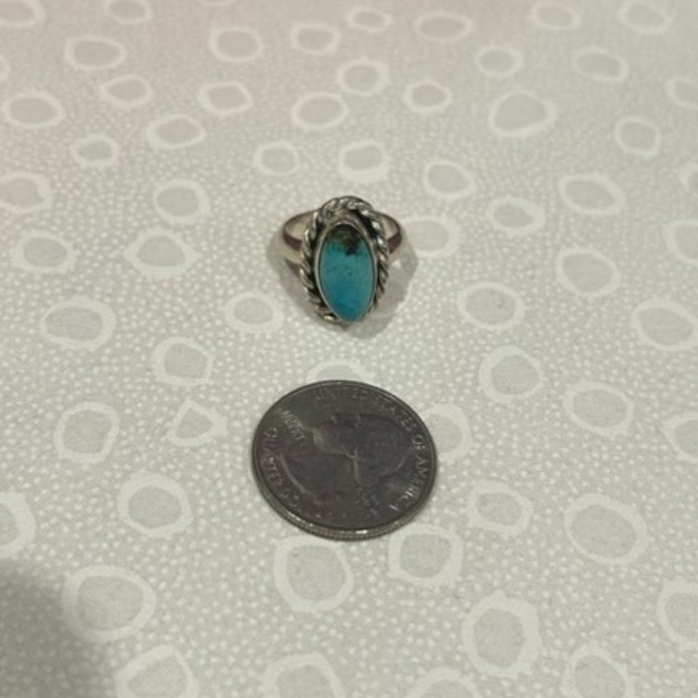 VTG Sterling Silver Oval Turquoise RING - Picture 8 of 12